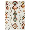 Image de Tapis intérieur shaggy. style berbère. poils longs. crème et multicolore 120 x 170cm