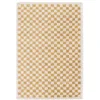 Image de Tapis intérieur shaggy poils longs 120x170cm damier jaune moutarde et crème
