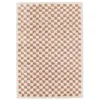 Image de Tapis intérieur shaggy poils longs 80x150cm damier vieux rose et crème