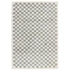 Image de Tapis intérieur shaggy poils longs 120x170cm damier bleu clair et crème