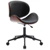 Image de Chaise de bureau à roulettes bois courbé avec placage effet noyer et assise noire