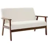 Image de sweeek - Canapé banquette 2 places bois dhévéa teinté noyer clair et bouclette ISAK