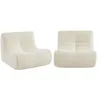Image de Lot de 2 fauteuils chauffeuses en bouclette texturée blanc style contemporain 1 place