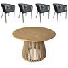 Image de Table intérieur/extérieur bois dacacia + 4 assises en corde noir et acier