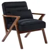 Image de Fauteuil scandinave bois dhévéa et velours noir