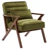 Image de Fauteuil scandinave bois dhévéa et velours kaki