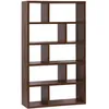 Image de Etagère bibliothèque asymétrique 5 niveaux 10 compartiments. casiers. effet bois de noyer. L 111.2 x P 39 x H 190cm