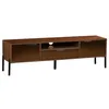 Image de Meuble TV vintage décor bois de noyer 2 portes 1 tiroir 1515cm GLASSY