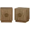 Image de Table de chevet décor bois de manguier rainuré 2 tiroirs (lot de 2)