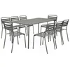 Image de Table de jardin métal + 8 assises kaki traitement antirouille. lattes et bords arrondis