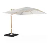 Image de Parasol déporté carré ecru 3x3m structure effet bois + Lot de 4 dalles à lester 50x50cm
