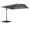 Image de Parasol déporté carré gris 3x3m structure grise + Lot de 4 dalles à lester 50x50cm