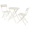 Image de Table de jardin bistrot pliante métal + 2 assises beige Ø60 x 70cm. acier thermolaqué