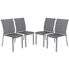 Image de Lot de 4 chaises de jardin Buffalo empilables aluminium et textilene anthracite. 64.5 x 45.5 x 89.5 cm