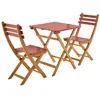 Image de Table de jardin pliante bois dacacia + 2 assises terracotta HILORA . table carrée