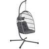 Image de Fauteuil oeuf suspendu anthracite TOSCANA acier. osier. polyester. 105 x 105 x 196 cm