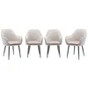 Image de Lot de 4 fauteuils en velours blanc cassé et pieds en métal noir. Shella L 57 x P 59 x H 84.5