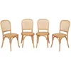 Image de Lot de 4 chaises vintage en bois avec assise et dossier en rotin. coloris naturel. L 44.5 x P 48 x H 89.5cm
