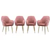 Image de Lot de 4 fauteuils en velours vieux rose et pieds en métal noir. Shella L 57 x P 59 x H 84.5