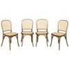 Image de Lot de 4 chaises vintage en bois avec assise et dossier en rotin. coloris marron vieilli. L 44.5 x P 48 x H 89.5cm