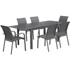 Image de Table de jardin extensible aluminium + 6 assises anthracite. 4 chaises. 2 fauteuils. 6 places. textilène