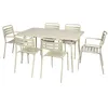 Image de Table de jardin pliante métal + 6 assises 2 fauteuils 4 chaises. Amelia. beige. 141.2 x 80 x 72.5cm