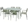 Image de Table de jardin pliante métal + 6 assises 2 fauteuils 4 chaises. Amelia. vert. 141.2 x 80 x 72.5cm