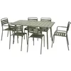 Image de Table de jardin pliante métal + 6 assises 2 fauteuils 4 chaises. Amelia. kaki. 141.2 x 80 x 72.5cm