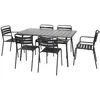 Image de Table de jardin pliante métal + 6 assises 2 fauteuils 4 chaises. Amelia. anthracite. 141.2 x 80 x 72.5cm