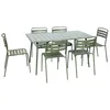 Image de Table de jardin pliante métal + 6 assises. Amelia. vert. 141.2 x 80 x 72.5cm