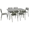 Image de Table de jardin pliante métal + 6 assises. Amelia. kaki. 141.2 x 80 x 72.5cm