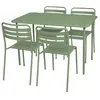 Image de Table de jardin métal + 4 assises vert en acier. Amelia. 120 x 70 x 72.5 cm