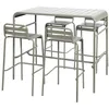 Image de Table haute de jardin acier + 4 assises AMELIA kaki. 4 chaises hautes en acier. 120 x 70cm x 95cm