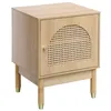 Image de Table de chevet bois et cannage 1 porte