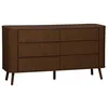Image de Commode 6 tiroirs. décor strié noyer. L 150 x P 45 H 80cm