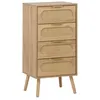 Image de Commode chiffonnier décor bois et cannage 4 tiroirs
