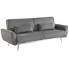 Image de Canapé convertible design en velours côtelé gris foncé - Oskar - 3 places scandinave droit avec pieds métal chromé
