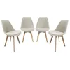Image de Lot de 4 chaises scandinaves revêtement bouclette texturée blanc. pieds bois de hêtre - Nils
