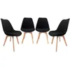 Image de Lot de 4 chaises scandinaves revêtement velours côtelé noir. pieds bois de hêtre - Nils