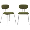 Image de 2 chaises décor bois courbé teinté noyer et tissu déperlant kaki. pieds métal chromé - L 45 x P 55 x H 80cm - Erin