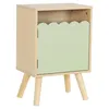 Image de Table de chevet enfant décor bois vert 1 porte. pieds bois de pin - 34 x 23.5 x 52 cm - Azur