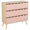 Image de Commode enfant décor bois rose 3 tiroirs. pieds bois de pin - 80 x 30 x 79 cm - Azur