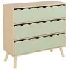 Image de Commode enfant décor bois vert 3 tiroirs. pieds bois de pin - 80 x 30 x 79 cm - Azur