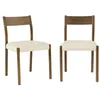 Image de Lot de 2 chaises bohème bois dhévéa noyer et tissu. L 49.5 x P 53 x H 82cm - ELLA