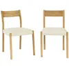 Image de Lot de 2 chaises bohème bois dhévéa naturel et tissu. L 49.5 x P 53 x H 82cm - ELLA