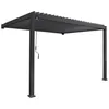Image de Pergola bioclimatique aluminium anthracite adossée lames orientables 4x3m Triomphe
