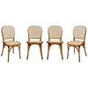 Image de Lot de 4 chaises vintage en bois avec assise et dossier en rotin. coloris noyer. L 44.5 x P 48 x H 89.5cm