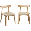 Image de Lot de 2 chaises scandinaves en bois dhévéa naturel et assise en corde beige