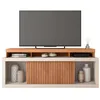 Image de Meuble TV AEGON 180 cm pour TV 70 - imitation chêne & blanc 2 portes coulissantes 9 niches