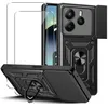 Image de Coque - HQSELECTION - Pour Xiaomi Redmi Note 14 5G - 2 Verre Trempé - Anneau Rotatif 360° - Antichoc - Militaire - Noir